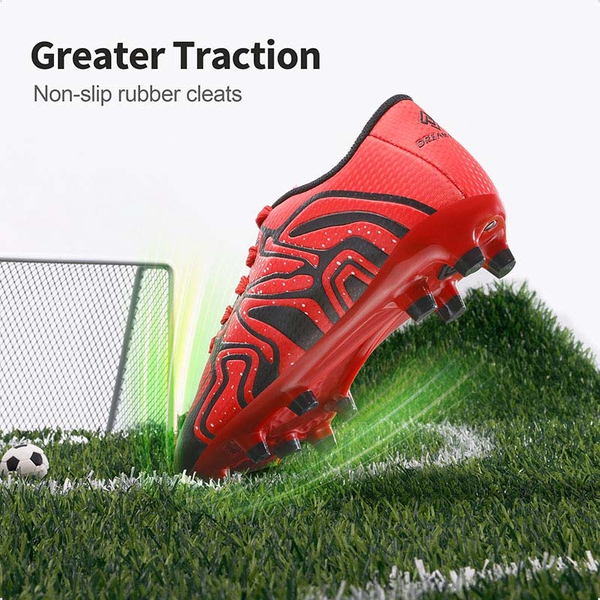 Boys & Girls Soccer Cleats - RED BLACK SILVER - 2